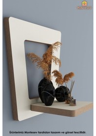 Resim Ahşap Dekoratif Duvar Rafı Mtsv-986 Beyaz 