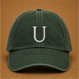 Resim Kişiye Özel "u" Baş Harf Nakışlı Vintage Yıkamalı Beyzbol Şapkası 