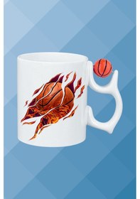 Resim Basketboll Toplu Basket Sever Kupa Bardak Çay Kahve Fincanı-6 Beyaz 