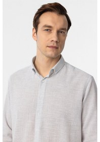 Resim Süvari Taş Regular Fit Desenli Düğmeli Yaka Gömlek 