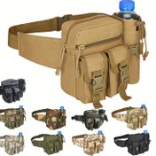 Resim Erkek Taktik Nylon Fanny Paketi Su Şişesi ve Telefon Cebi ile - Dayanıklı Oxford Kumaş, Ayarlanabilir Bel Çantası Yürüyüş, Kamp, Avcılık ve Tırmanma için, Kamp Ekipmanı | Kullanım Bel Çantası | Güvenli Fermuar Kapatma, Kullanım Çantası 