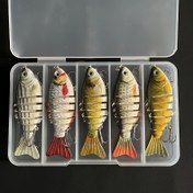 Resim 5 Adet Çok Bölümlü 7 Segmentli 10 cm Tatlısu Evrensel Yem Seti, Çıngırak Boncuklu, Kutulu Paket (17g Levrek Yemi - 5 Parça) 