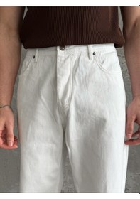 Resim Erkek Regular Jean Pantolon Beyaz 