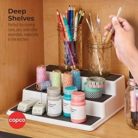 Resim Kaymaz 3 Katlı Baharat Kiler Mutfak Dolabı Düzenleyici, 2'li Paket, Gri 2 