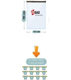 Resim 3 Adet Vakumlu Poşet Seti 55 Cm X 90 Cm Orta Boy Yastık, Elbise Vakumlu Hurç Şeffaf 