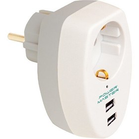 Resim Powermaster PM-4911 Çift USB'li Tekli Beyaz Akım Koruyucu Priz 