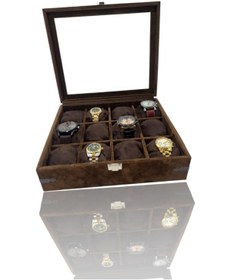 Resim Dijital Çarşı Richbox 12'li Saat Kutusu Süet Kahverengi Dekoratif Köşe Korumalı 