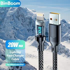 Resim USB A'dan Lightning'a Hızlı Şarj Kablosu, LED Ekranlı Şeffaf Kabuk Veri Aktarımı, iPhone 14 Pro Max/13/12/11/X/XS/XR/8 Plus için PD Hızlı Şarj Kablosu, iPad 5 6 7 8 9 için 