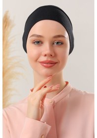 Resim Melodi Scarf Kadın Tesettür Pratik Hazır Geçme Bone Geçmeli Bone Siyah Siyah-siyah Siyah 