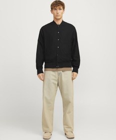 Resim Beyzbol Yaka Nervürlü Mansetler Otw Bomber Ceket - Ario - 12268716 Black 