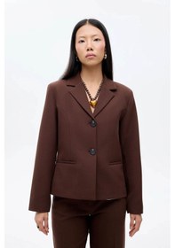 Resim Quzu Çift Düğmeli Dikiş Detaylı Kahverengi Kadın Blazer Ceket Ckt00882 Kahverengi 