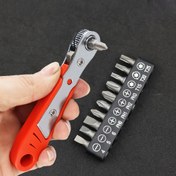 Resim 11 adet Mini Ratchet Anahtar Seti ile Vida Uçları - Çelik Malzeme, 36 Dişli Diş, Sıkı Alanlar için Çok Amaçlı Alet Kiti, Kırmızı ve Siyah, Montaj Gerekti, Manuel Şarj Edilmeyen İşletim 