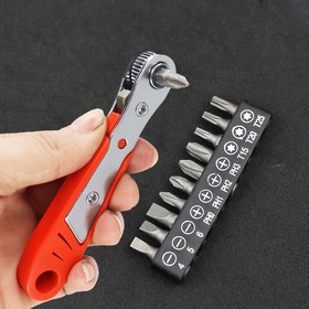 Resim 11 adet Mini Ratchet Anahtar Seti ile Vida Uçları - Çelik Malzeme, 36 Dişli Diş, Sıkı Alanlar için Çok Amaçlı Alet Kiti, Kırmızı ve Siyah, Montaj Gerekti, Manuel Şarj Edilmeyen İşletim 