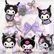 Resim 5 adet Sanrio için for kuromi Balon Seti - Siyah ve Mor Temalı Alüminyum Film Balonlar, Sevimli for kuromi Karakterleri İçin, Doğum Günleri ve Partiler İçin Mükemmel, Parti Balonları | Canlı Tasarım | Dayanıklı Balonlar, Sanrio Parti Malzemeleri 