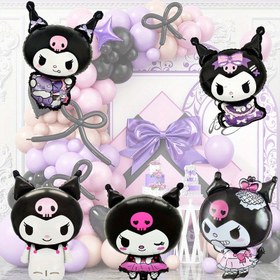 Resim 5 adet Sanrio için for kuromi Balon Seti - Siyah ve Mor Temalı Alüminyum Film Balonlar, Sevimli for kuromi Karakterleri İçin, Doğum Günleri ve Partiler İçin Mükemmel, Parti Balonları | Canlı Tasarım | Dayanıklı Balonlar, Sanrio Parti Malzemeleri 