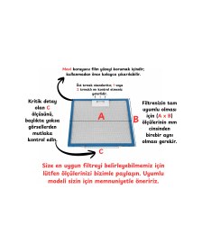 Resim Süppürge Hoover Ile Uyumlu Davlumbaz 36,5X32,5 cm Arka Ara 12,5 cm Aspiratör Filtresi 