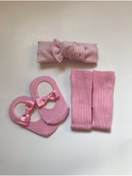 Resim Nis butik Bebek Hediyelik Set,bandana Babet Çorap Takım Set,bebek Hediyeliği 