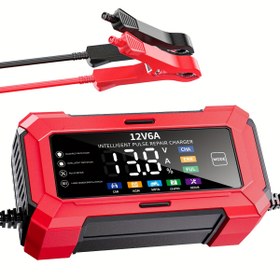 Resim Akıllı Darbe Onarımlı Akıllı Akü Şarj Cihazı, Araç Aküsü Şarj Cihazı, Dijital LCD Ekran & Sessiz Fan, Type C Fiş, Tam Otomasyonlu Güvenli ve Verimli Şarj, Arabalar, Motosikletler, Çim Biçme Makineleri ve Deniz Ekipmanları İçin Uygun 