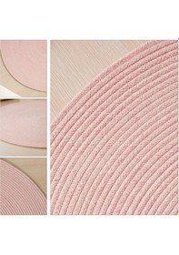 Resim Ocean Home Textile Yıkanabilir Pembe Kırçıllı Pamuklu Halı Kilim 120 cm çap 