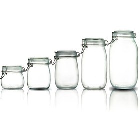 Resim 5'li Set Korken Kavanoz Vakumlu Kilitli Cam Saklama Kavanozu 500 Ml - 7500 Ml -1000 Ml - 1500 Ml - 2000 Ml Şeffaf 