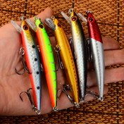 Resim 5 Adet Batık Minnow Yem - Canlı Renkli Dalış Wobblers, Üçlü Kancalı, Gerçekçi Titreşimli Hareket ile Alabalık, Turna ve Levrek İçin Tatlısu Balıkçılık Malzemesi, Şık Balıksimidi Tasarım, Parlak Metalik Yüzey, Dayanıklı Olta Yemi 