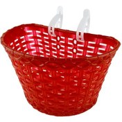 Resim 16-20 Jant Uyumlu Hasır Desenli Plastik Çocuk Bisikleti Ön Sepet Kırmızı 