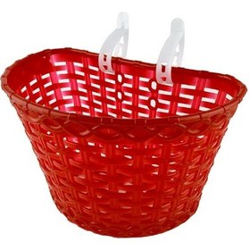 Resim 16-20 Jant Uyumlu Hasır Desenli Plastik Çocuk Bisikleti Ön Sepet Kırmızı 