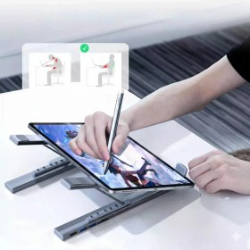 Resim Zilvana 8’i 1 Arada Type-C Hub’lı Katlanabilir Laptop Standı 4K HDMI 5gbps 60CM (Kılıf Hediyeli) 