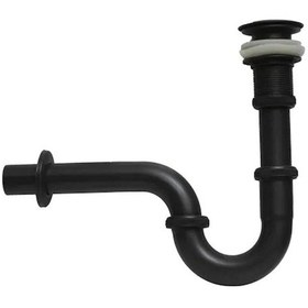 Resim Paslanmaz Siyah Lavabo Eviye Gider Sifonu Pop Up Süzgeçli Basma B 