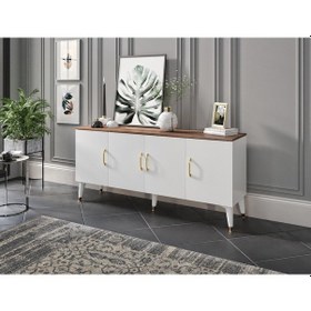 Resim Kznhome Yağmur Çok Amaçlı Modern Konsol - Cevizbeyaz Tamamı 1. Kalite Mdf 