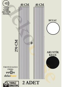 Resim Beyaz 2 Adet 40x270 Cm Yeni Nesil Akustik Ahşap Duvar Paneli 