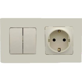 Resim Legrand Salbei Bej Krem 2'li Set Komütatör Ve Topraklı Priz Set 