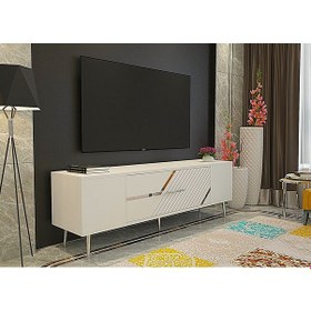 Resim Dekolp5ct Tv Sehpası Beyaz-gümüş 