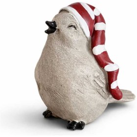 Resim ÇOK RENKLİ NOEL ŞAPKALI KUŞ DEKORATİF OBJ 
