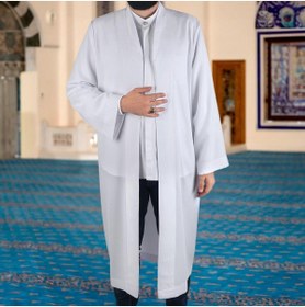 Resim İkranur Beyaz Buhara Yaka Pratik Namaz Cübbesi 