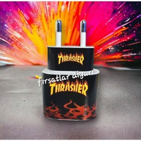 Resim fırsatlar diyarı Iphone 20w Şarj Aleti Kaplama Sticker - Thrasher (YEDEKLİDİR) 