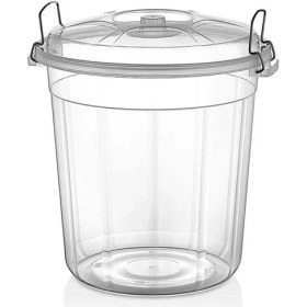 Resim Şeffaf Plastik Kilitli Erzak Saklama Kutusu, Bakliyat ve Un Saklama Kabı (35 L) 