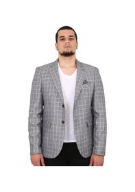 Resim Sposo 5137 Dar Kalıp Kareli Bej Erkek Blazer Ceket Bej 