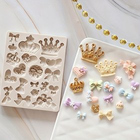 Resim Şenlik Tacı ve Kurdele Silikon Kalıp Pişirme için - 12 Kalıplı 1 Adet Set - Kurşunsuz - Pasta Süslemeleri için Mükemmel 
