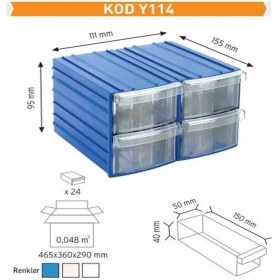 Resim 12'li Set Plastik Oval 4 Çekmeceli Saklama Kutusu, Şık ve Kullanışlı Organizasyon Ürünleri 