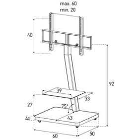Resim Sonorous Pl 2710 Blk-Hblk-W Tekerlekli 40''- 65'' Tv LED & LCD Televizyon Sunum Sehpası ( Full Siyah ) 