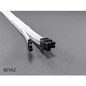 Resim MM 6+2 Pin Sleeved VGA (E.Kartı) Uzatma Kablosu Beyaz 