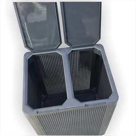 Resim Büyük Sağlam Renkli Beyaz Çift Bölmeli Kapaklı Delikli Hava Alan Demonte Kirli Çamaşır Sepeti Kutusu 