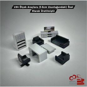 Resim ÜRETİM Ofis Takımı Seti 1/64 Ölçek Diecast Diorama Sergileme Model Araba Için Oyuncak 