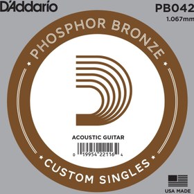 Resim D'Addario PB042 Phosphor Bronze Akustik Gitar Tek Teli - .042 (Aksesuar) | Yüksek Mukavemetli Çelik Öz, Dolgun Orta Frekanslar ve Profesyonel Ses Kalitesi 