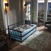 Resim Glory Yavrulu Karyola Daybed Tek-Çift Kişilik Metal Karyola Siyah 