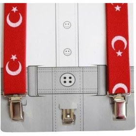 Resim 1-9 Yaş Ay Yıldız Papyon + Pantolon Askısı - 23 Nisan Erkek Set Çocuk Okul Papyon Seti 29 Ekim Set Kırmızı 