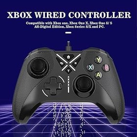 Resim MAGIC BLOCK Xbox One Wired Game Controller compatible with Xbox Series X/S, One, 360 and PC- Turbo Function, 360° Joystick Control, Type-C Cable, 3.5mm Headphone Jack, Black 