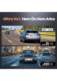 Resim 360+ Botslab G980H Pro ADAS Ön 4K UHD Arka 2K QHD 170° Geniş Açı Gece Görüş Gps+WiFi Araç İçi Kamera 