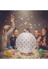 Resim 35 Cm Puantiyeli Pembe Büyük Japon Feneri Çin Feneri Parti Dekorasyonu Diğer 